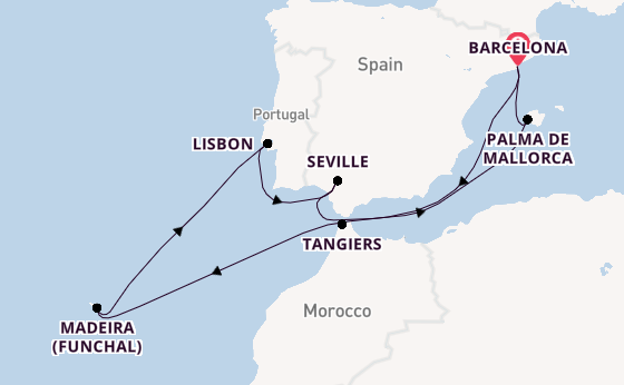 Western Mediterranean from Barcelona, Spain with the Celebrity Xcel