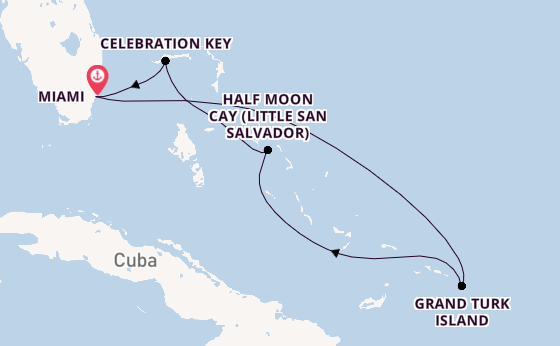 Caribbean from Miami, Florida, USA with the Carnival Sunrise