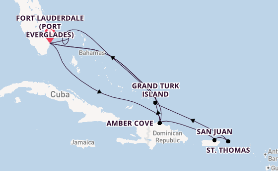 Caribbean from Fort Lauderdale (Port Everglades), Florida, USA with the Regal Princess