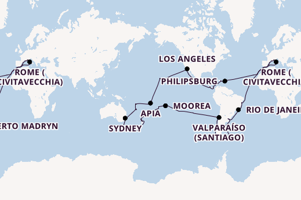 World Cruise from Genoa, Italy with the MSC Magnifica