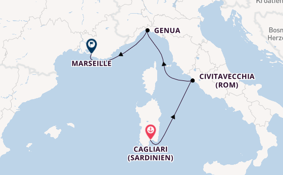 Westliches Mittelmeer ab Cagliari (Sardinien), Italien auf der MSC Musica