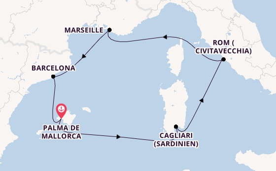 Westliches Mittelmeer ab Palma de Mallorca auf AIDAcosma