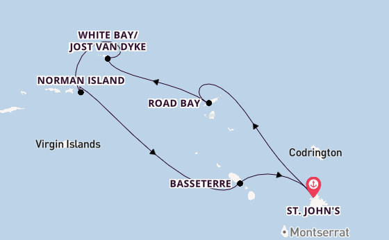Caribbean vanaf St. John's, Antigua, Antigua en Barbuda met de Star Clipper