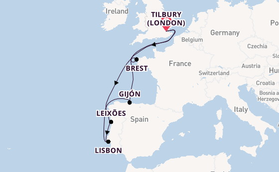 Sailing from Tilbury (London) via Vigo