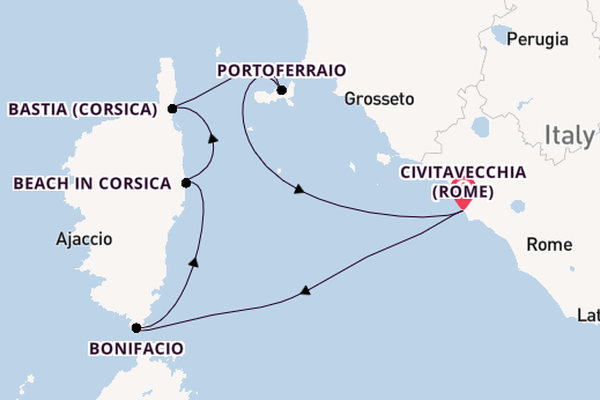 Westelijke Middellandse Zee vanaf Civitavecchia (Rome), Italië met de Royal Clipper