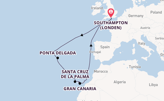 Canarische Eilanden vanaf Southampton (Londen), Engeland met de Queen Elizabeth