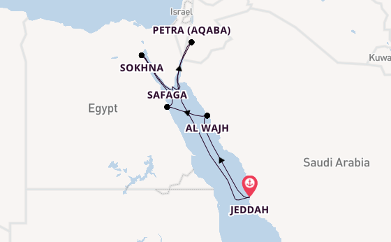Midden-Oosten vanaf Jeddah, Saudi-Arabië met de Explora V