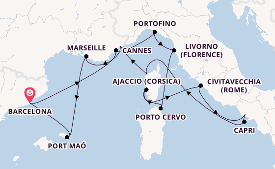 Westelijke Middellandse Zee vanaf Barcelona, Spanje met de EXPLORA I