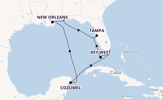 Luxury American Coast Cruise: Key West, Tampa & New Orleans with Miami Beach Stay