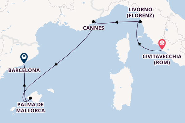 Westliches Mittelmeer ab Civitavecchia (Rom), Italien auf der MSC Fantasia