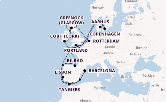 British Isles from London (Dover), England, United Kingdom with the Nieuw Statendam
