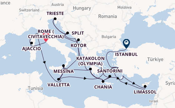 Mediterranean Sea from Rome (Civitavecchia), Italy with the Enchanted Princess