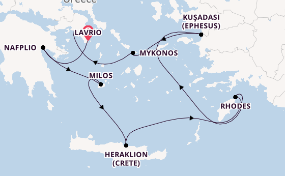 Eastern Mediterranean from Lavrio, Greece with the Silver Nova