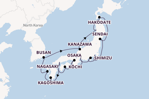 Japan from Tokyo, Japan with the Norwegian Jade