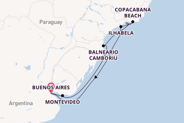 South America from Buenos Aires, Argentina with the Costa Serena