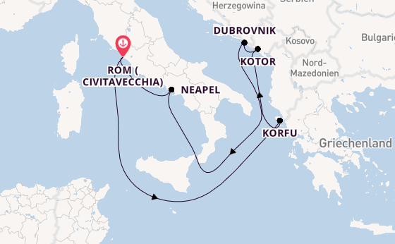 Mittelmeer ab Civitavecchia (Rom), Italien auf der Enchanted Princess
