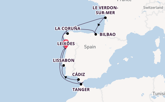 Portugal vanaf Leixões, Portugal met de Mein Schiff 6