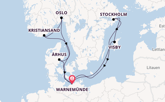 Norwegen ab Warnemünde auf AIDAmar