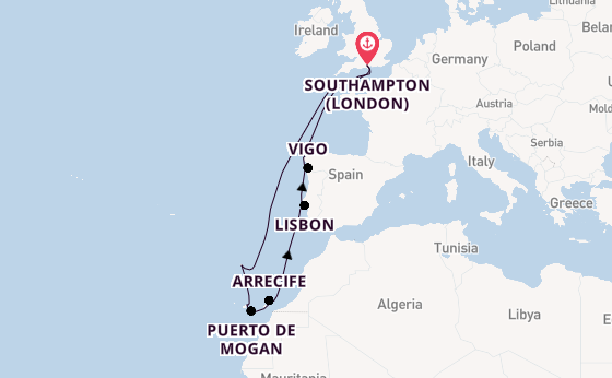 Canary Islands from Southampton, England with the Iona