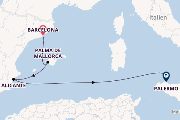 Westliches Mittelmeer ab Barcelona, Spanien auf der Costa Toscana