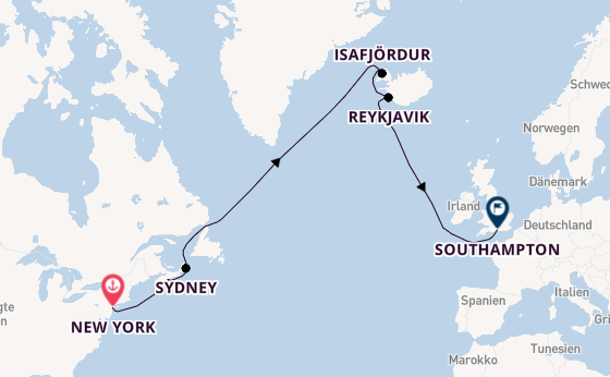 Transatlantik ab New York auf der Queen Mary 2