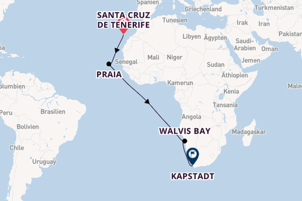 Südliches Afrika ab Santa Cruz de Tenerife, Spanien auf AIDAperla