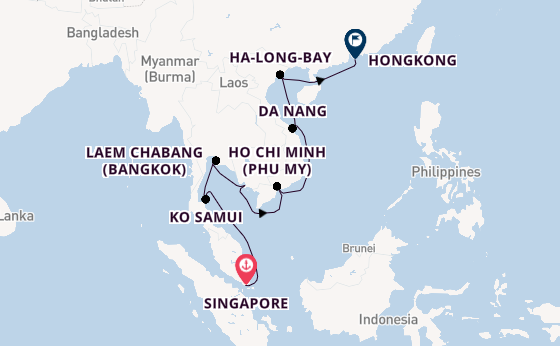 Zuidoost-Azië vanaf Singapore, Singapore met de Noordam