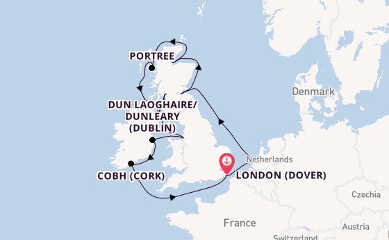 British Isles from London (Dover), England, United Kingdom with the Nieuw Statendam