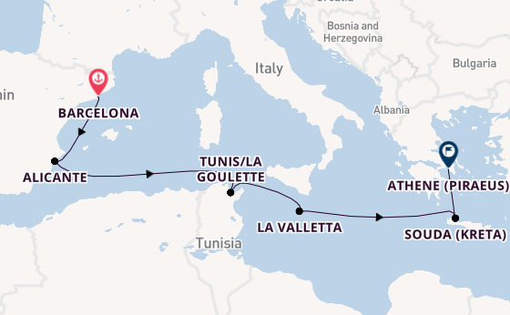 Middellandse Zee vanaf Barcelona, Spanje met de Nieuw Statendam