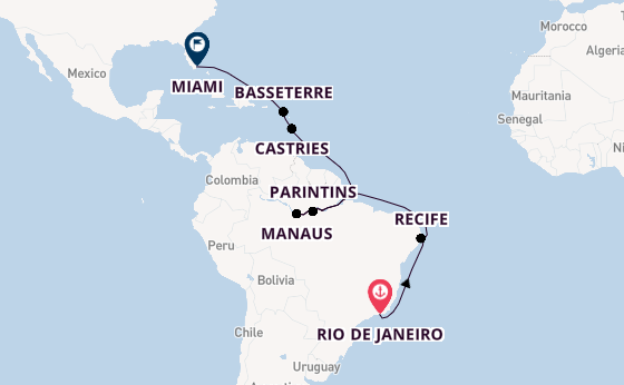 Brazil from Rio de Janeiro, Brazil with the Seven Seas Voyager