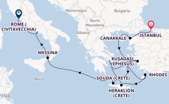Mediterranean Sea from Istanbul, Turkey with the Viking Astrea