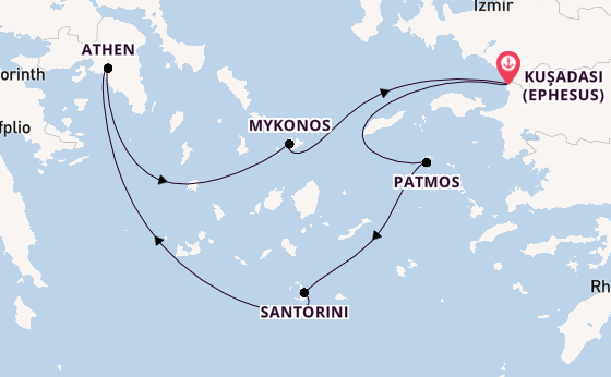 Eastern Mediterranean from Kuşadası (Ephesus), Turkey with the Celestyal Discovery