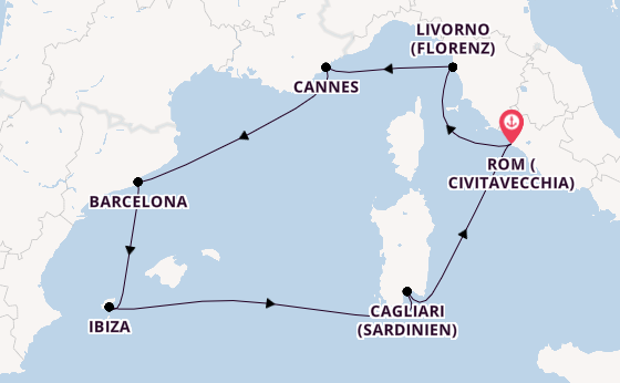 Westliches Mittelmeer ab Civitavecchia (Rom), Italien auf der MSC Fantasia