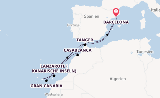 Westliches Mittelmeer ab Barcelona, Spanien auf der Celebrity Infinity