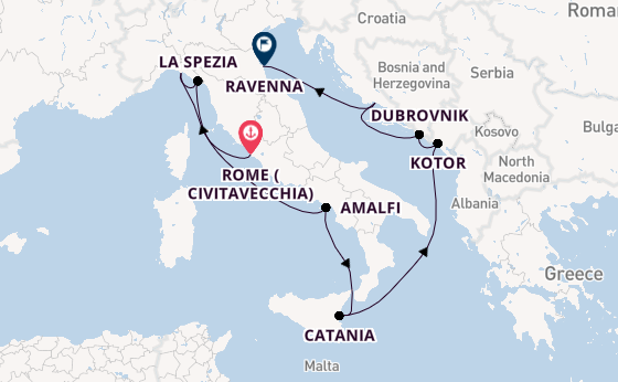 Mediterranean Sea from Rome (Civitavecchia), Italy with the Celebrity Constellation