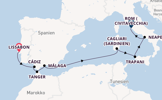 Westliches Mittelmeer ab Lissabon, Portugal auf der EXPLORA II