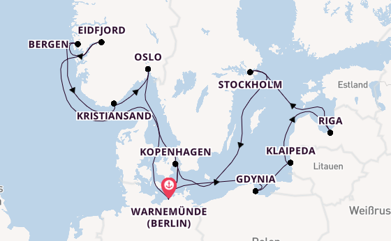 Norwegen ab Warnemünde, Deutschland auf der MSC Magnifica
