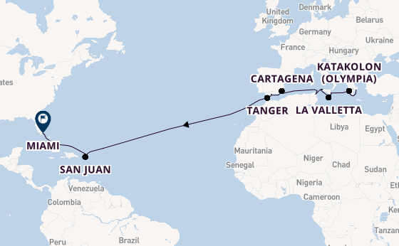 trans-Atlantisch vanaf Athene (Piraeus), Griekenland met de Azamara Quest