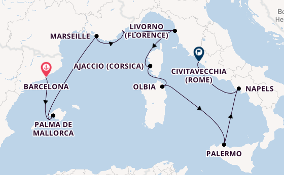 Westelijke Middellandse Zee vanaf Barcelona, Spanje met de Sonata (Oceania)