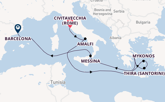 Middellandse Zee vanaf Civitavecchia (Rome), Italië met de Mariner of the Seas®