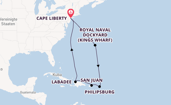 Karibik ab Cape Liberty, New Jersey auf der Independence of the Seas
