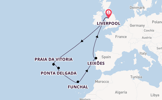 Portugal from Liverpool, England with the Borealis