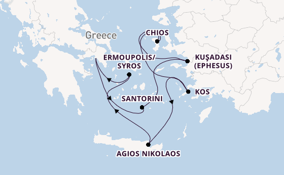 Eastern Mediterranean from Athens (Piraeus), Greece with the Azamara Onward