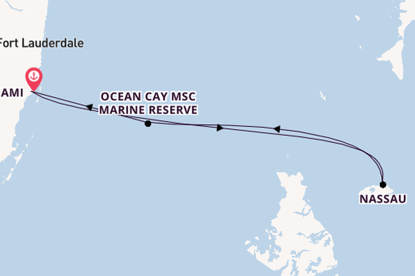 Caribbean from Miami, Florida, USA with the MSC Seaside