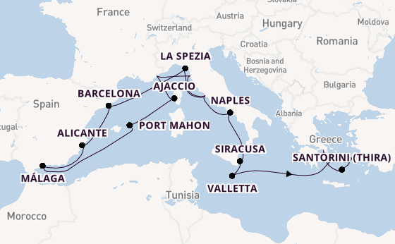 Western Mediterranean from Rome (Civitavecchia), Italy with the EXPLORA II