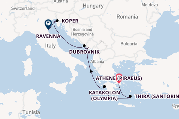 Oostelijke Middellandse Zee vanaf Athene (Piraeus), Griekenland met de Norwegian Pearl