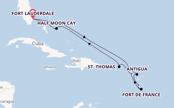 Caribbean vanaf Fort Lauderdale, Verenigde Staten met de Rotterdam