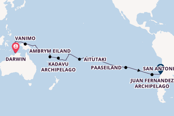 Transpacifisch vanaf Darwin, Australië met de Seabourn Pursuit