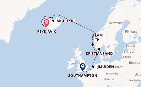 Norwegen ab Reykjavik, Island auf der Norwegian Prima