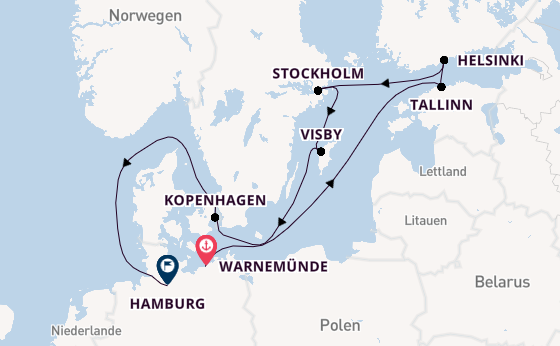 Europa ab Warnemünde auf AIDAdiva